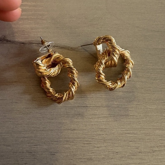 None Jewelry - Rose Gold Twisted Hoop Earrings